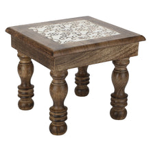 Load image into Gallery viewer, Wooden Step Stool Small Footstool footrest Table White Flowers
