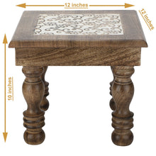 Load image into Gallery viewer, Wooden Step Stool Small Footstool footrest Table White Flowers