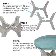 Load image into Gallery viewer, Serving Table Wood Side end Round Blue Rustic Wooden Tray Collapsible Distressed