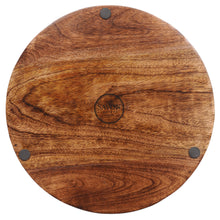 Load image into Gallery viewer, Wood party serving platter round cheese board tray wine crackers meat 14 inch circle
