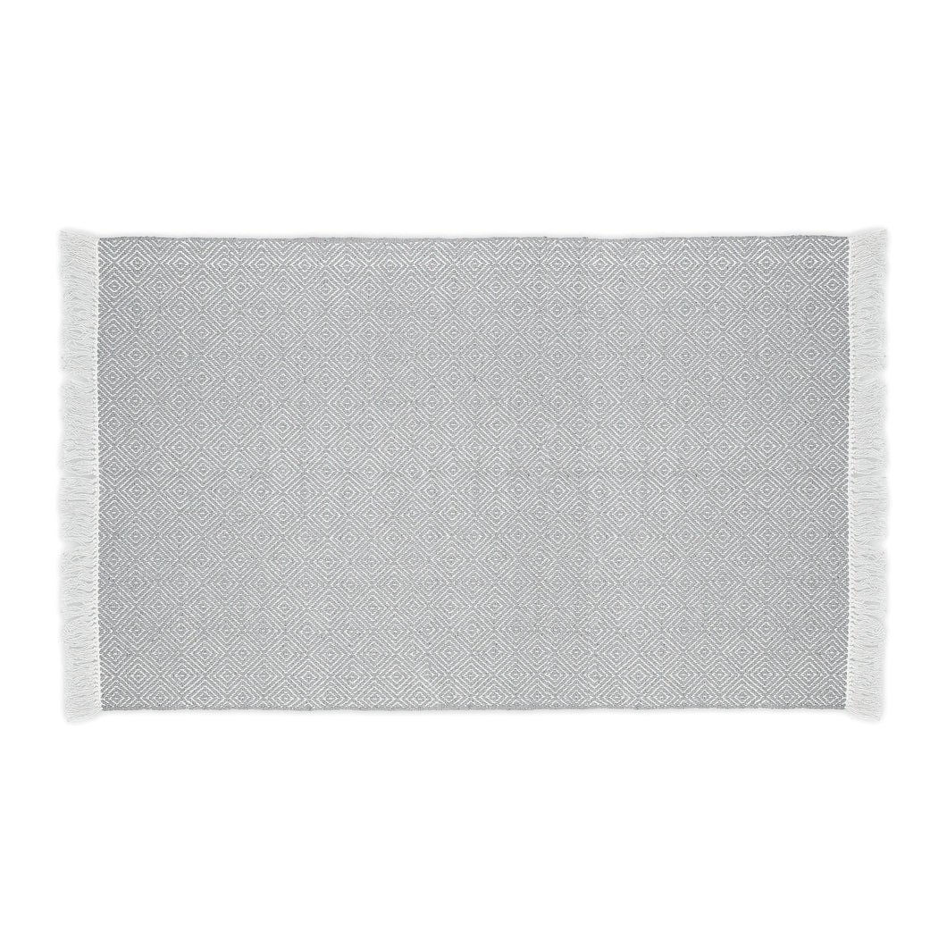 Cotton Flatweave Area Rug Woven Light Gray Argyle 1180