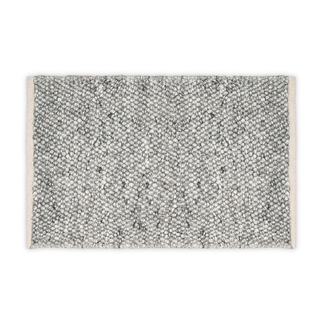 Hand Wool Area Rug  Gray Woven Straw Weave Pattern  1200