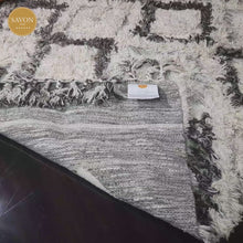 Load and play video in Gallery viewer, Hand Woven Wool Area Rug Woven Gray Argyle Boho Chic 1212
